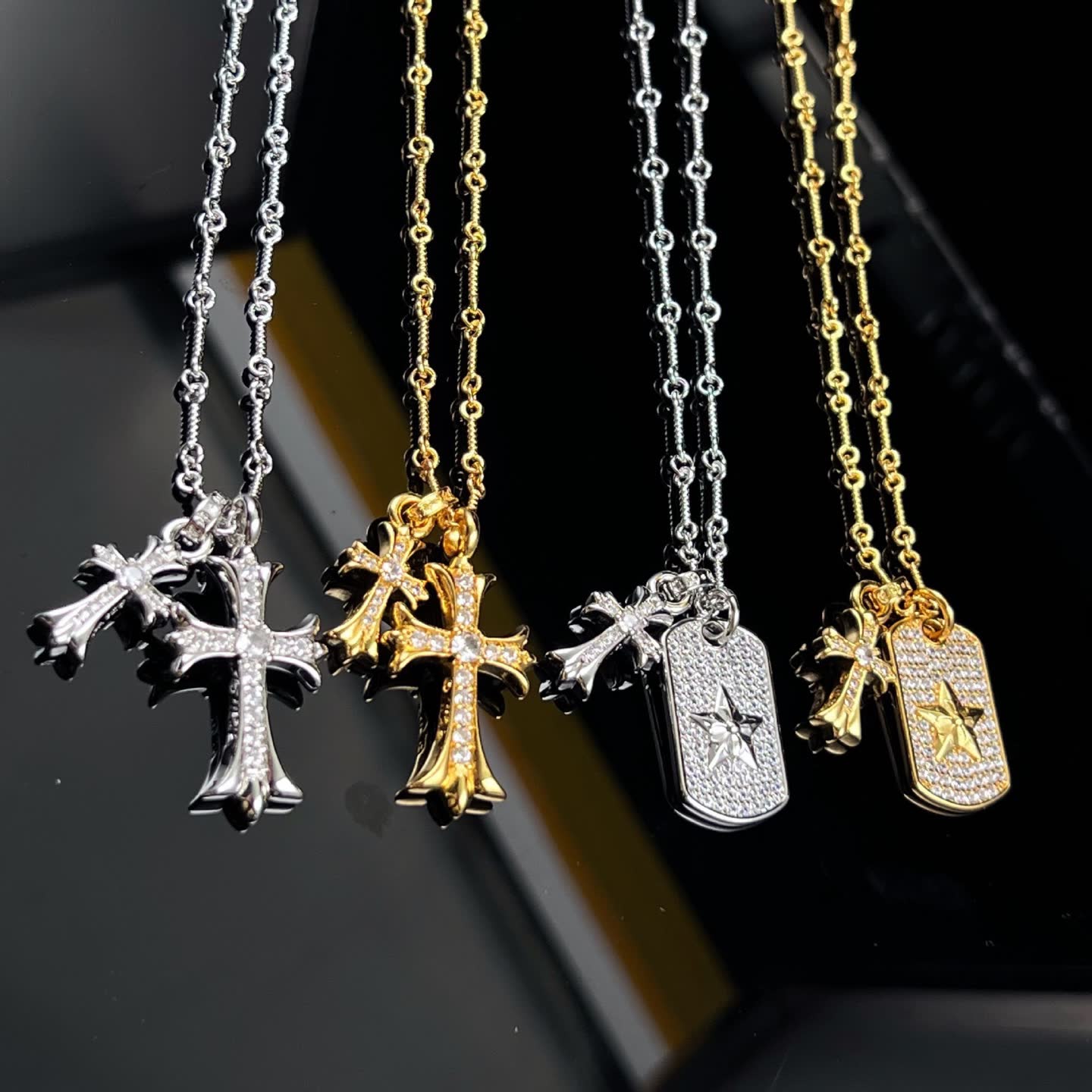 Chrome Hearts Elegant Cross and Star Pendant Necklace